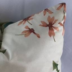 Floral Cotton Sateen Cushion, Green Stripe Back, 20x18 Inches - thumbnail 2