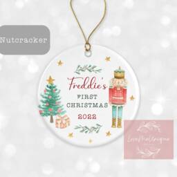 First Christmas Tree Decoration - Personalised Ornament Baby's Xmas Ceramic Bauble Keepsake Gift Nutcracker Ballerina Festive - thumbnail 3