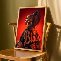 Afrocentric Woman Portrait Art Print Red, Black, & Gold Decor - Poster Only - thumbnail 3