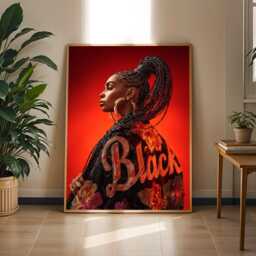 Afrocentric Woman Portrait Art Print Red, Black, & Gold Decor - Poster Only - thumbnail 2