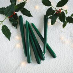 Christmas Tall Taper Candles - Festive Candle Pack Dinner Burgundy Red Green White Stick Xmas Place Setting Noel - thumbnail 2
