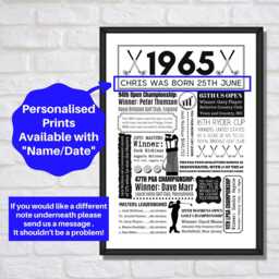 Personalised 1965 Golf Poster 60Th Birthday Gift - thumbnail 2