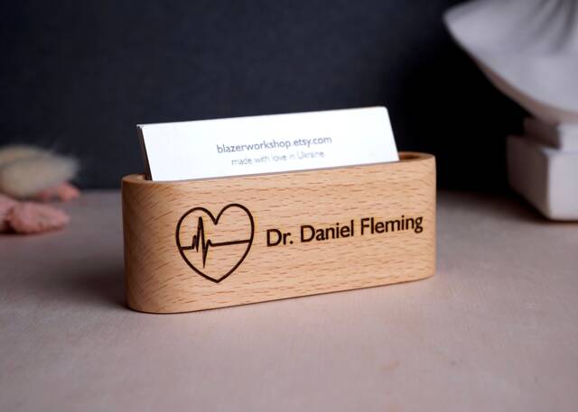 Cardiology Gifts Personalized Cardiologist Pediatrician Gift Heart Doctor Surgeon Rn Md Nurse Business Card Holder Desktop Case Office - image 1