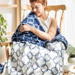 Brushed Cotton Blanket - Circle Pattern 150 X 200 cm Blue - thumbnail 3
