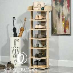 7 Tier Wooden Shoe Rack Organizer, Storage Shelf, Slim Entryway Cabinet, Oak Hallway & Bedroom - thumbnail 3