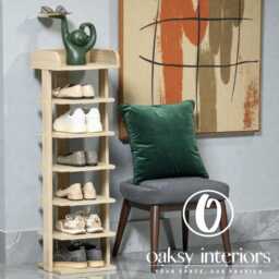 7 Tier Wooden Shoe Rack Organizer, Storage Shelf, Slim Entryway Cabinet, Oak Hallway & Bedroom - thumbnail 1