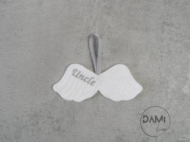 Personalised Embroidered Angel Wings Remembrance Decoration, Christmas Tree Ornament - image 1