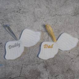 Personalised Embroidered Angel Wings Remembrance Decoration, Christmas Tree Ornament - thumbnail 2