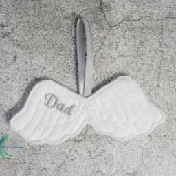 Personalised Embroidered Angel Wings Remembrance Decoration, Christmas Tree Ornament - thumbnail 3