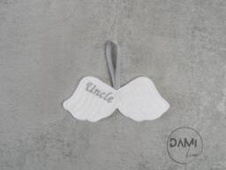 Personalised Embroidered Angel Wings Remembrance Decoration, Christmas Tree Ornament - thumbnail 1