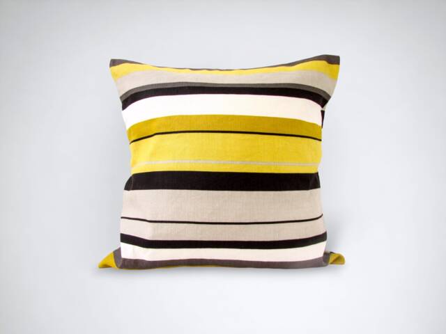 striped Linen Cushion Cover, Brown Modern Pillow, Contemporary Designer Home Decor, Romo Cushion, Handmade in The UK - image 1