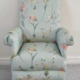 Dragonfly Fabric Adult Armchair Dove Grey Accent Chair Duck Egg Bedroom Nursery - thumbnail 2