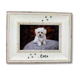 "Dog Or Cat Photo Frame - Personalised/Including Paws Prints Vintage Shabby Chic Style 6x4"" 7x5" - thumbnail 2