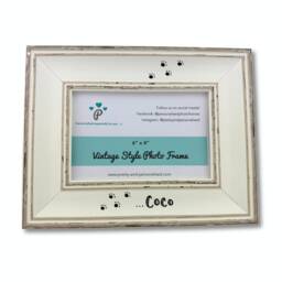 "Dog Or Cat Photo Frame - Personalised/Including Paws Prints Vintage Shabby Chic Style 6x4"" 7x5" - thumbnail 3