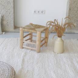 Large Handwoven Cream Rug 180x250 cm, Area Rug, Solid Carpet, Living Room Bohemian Decoration, Kids Cotton Organic - thumbnail 4