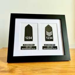 Double Framed British Police Rank Epaulette Box, Personalised Presentation Frame, Officer Gift - thumbnail 1