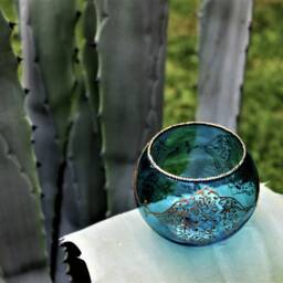 Hand Painted Bohemian Glass Candle Holder Shalimar Lantern - thumbnail 2