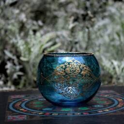 Hand Painted Bohemian Glass Candle Holder Shalimar Lantern - thumbnail 3
