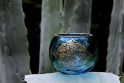 Hand Painted Bohemian Glass Candle Holder Shalimar Lantern