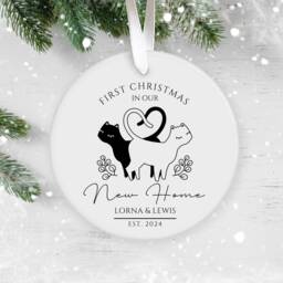 Personalised First Christmas in Our New Home Bauble, Couple Keepsake, Home, Ornament, Housewarming - thumbnail 1