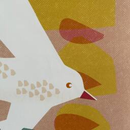 Textile Poster Pink, Abstract Cutout Bird, 45x65 cm, Up in The Air, Small Wall Hanging, Textile Decoration With Birch Sticks, Living - thumbnail 3