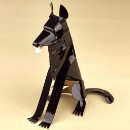 German Shepherd Handmade Copper Sculpture, Collectible Miniature Figurine - thumbnail 4
