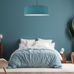 Extra Large Teal Blue Velvet Lampshade With Diffuser - thumbnail 2