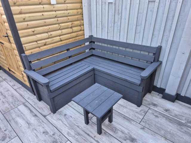 Rustic Garden Bench With Underseat Storage Area Corner Unit Option Natural Treated Wood Outdoor Storage - image 1