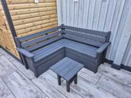Rustic Garden Bench With Underseat Storage Area Corner Unit Option Natural Treated Wood Outdoor Storage