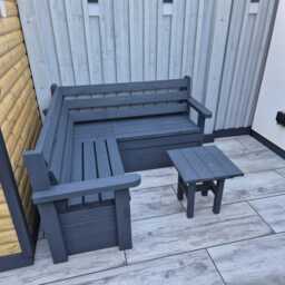 Rustic Garden Bench With Underseat Storage Area Corner Unit Option Natural Treated Wood Outdoor Storage - thumbnail 3