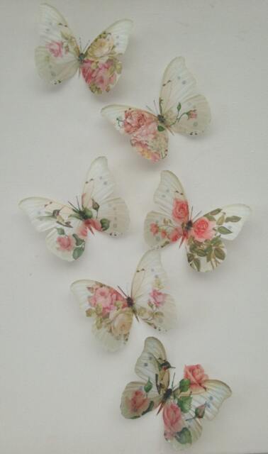 Shabby Chic 3D Butterfly Wall Art Pink Rose Hummingbird Decor - image 1
