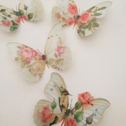 Shabby Chic 3D Butterfly Wall Art Pink Rose Hummingbird Decor - thumbnail 2
