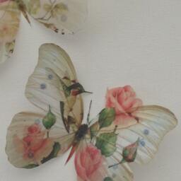 Shabby Chic 3D Butterfly Wall Art Pink Rose Hummingbird Decor - thumbnail 4