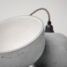 Small Grey Lightweight Concrete Ceiling Pendant Lampshade/Modern Minimal Cement Plaster Off White - thumbnail 4