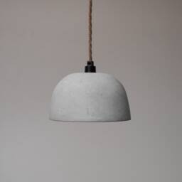 Small Grey Lightweight Concrete Ceiling Pendant Lampshade/Modern Minimal Cement Plaster Off White - thumbnail 2