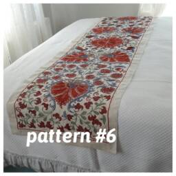 Embroidered Suzani Bed Scarf Runner Throw With Fringe, Bohemian Decor - thumbnail 4