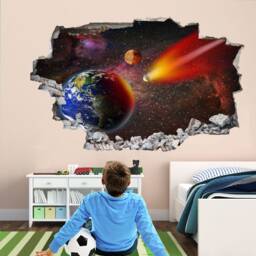 Space Earth Asteroid Stars Wall Decal Sticker Mural Print Art Kids Bedroom Home Decor Hb11 - thumbnail 3