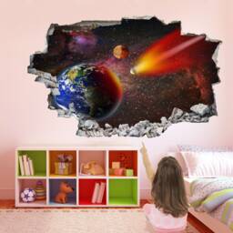Space Earth Asteroid Stars Wall Decal Sticker Mural Print Art Kids Bedroom Home Decor Hb11 - thumbnail 2