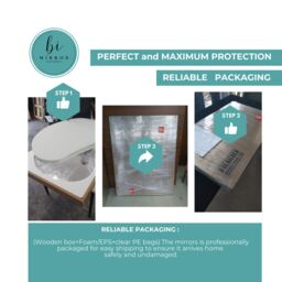 Handcrafted Wooden Frame Mirror Asymmetrical Home Decor - thumbnail 4