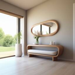 Handcrafted Wooden Frame Mirror Asymmetrical Home Decor - thumbnail 3