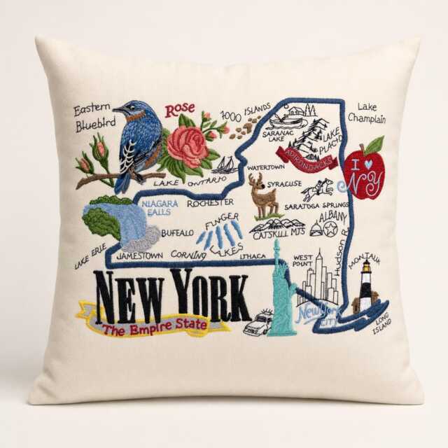 New York State Pillow With Feather Insert - image 1