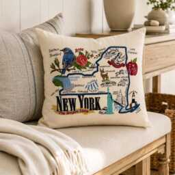 New York State Pillow With Feather Insert - thumbnail 4