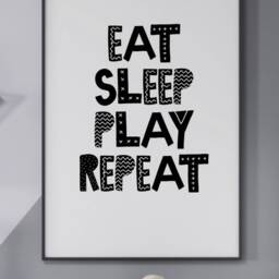 Eat Sleep Play Repeat - Scandi Monochrome Wall Art Nursery/Playroom Print - thumbnail 3