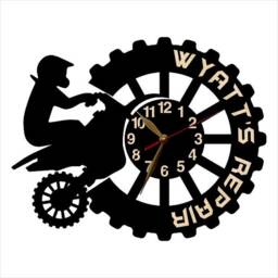 Wall Clock Motocross, Dirt Biker, Motorcycle Racer, Extreme Freestyle, Racing Bike, Non-Ticking Large 12-18Inch Wood Art Decor - thumbnail 3