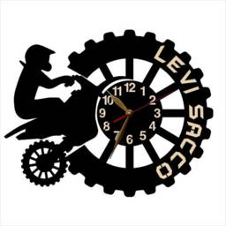 Wall Clock Motocross, Dirt Biker, Motorcycle Racer, Extreme Freestyle, Racing Bike, Non-Ticking Large 12-18Inch Wood Art Decor - thumbnail 4