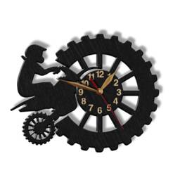Wall Clock Motocross, Dirt Biker, Motorcycle Racer, Extreme Freestyle, Racing Bike, Non-Ticking Large 12-18Inch Wood Art Decor - thumbnail 2