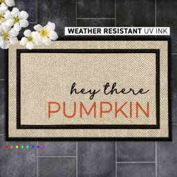 Fall Mat Porch Decor - Hey Pumpkin Washable Autumnal Decoration There Quote - thumbnail 2