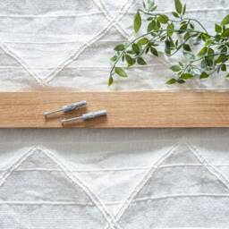 Towel Hanger - Solid Oak Wood Block Bathroom Accessories Black Or White Hangers- Wall-Mounted Shelf With Hangers Rustic Bathroom - thumbnail 4