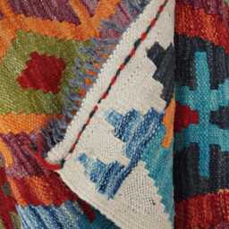 Tribal Runner Rug, Handmade Artisan Afghan Turkish Scandinavian Navajo Bohemian Flatweave Wool Kilim Rug 302x79 cm - thumbnail 4