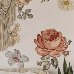Soft Nursery Floral Wall Decal Sticker For Kids Vintage Peony Flower - thumbnail 3